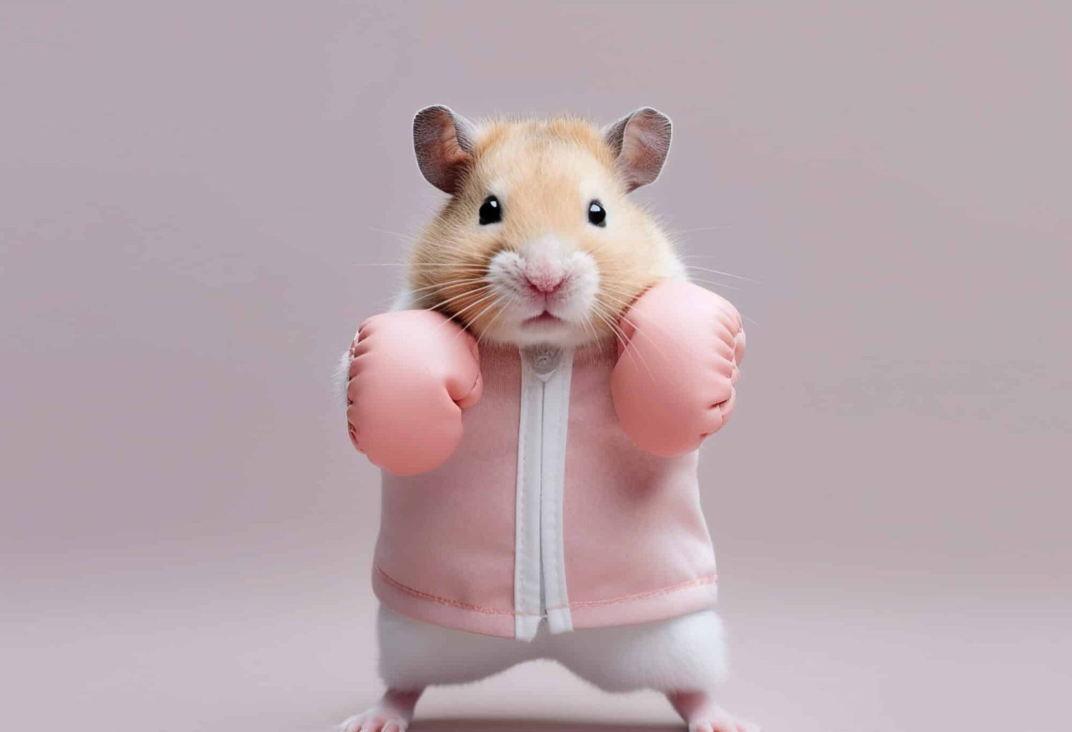 Artwork magazine imagination picture of funky hamster wear sport costume suit boxer gloves made with generative ai visual effect.